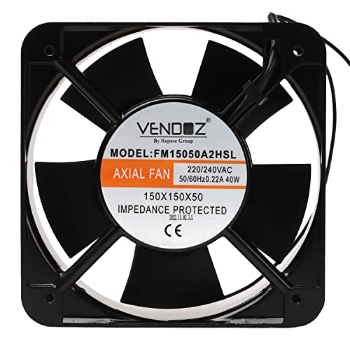Image of Vendoz High Speed Kitchen Exhaust Aluminium Fan, 6 inch inches (15x15x5 cm), Square Shape, Black