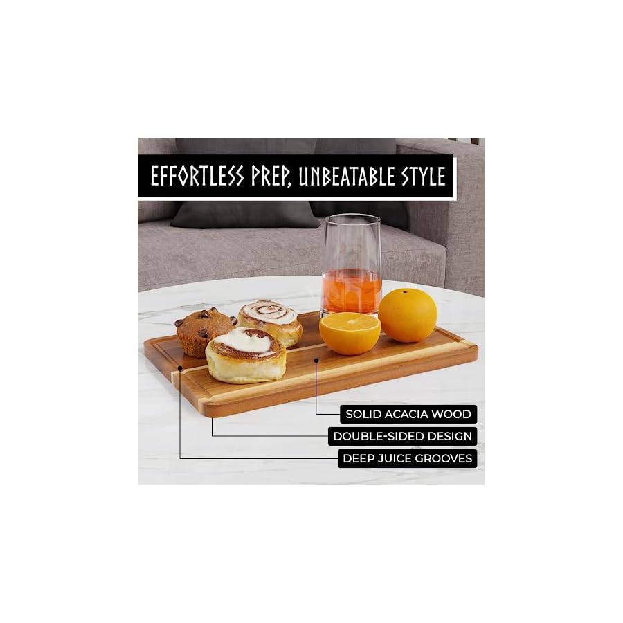 Acacia-Wood-Cutting-Board-16-x-10-x-1-Dual-Sided-Design-Large-Cutting-Board-Wooden-Cutting-Boards-for-Kitchen-wJuice-Groove-Non-Slip-Silicone-Mat-Wood-Chopping-Block-for-Meat-More Acacia Wood Cutting Board - 16” x 10” x 1” Dual-Sided Design Large Cutting Board - Wooden Cutting Boards for Kitchen w/Juice Groove & Non-Slip Silicone Mat - Wood Chopping Block for Meat & More