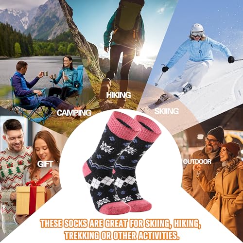 Image of 3 Pairs Warm Thermal Socks for Women & Men Winter Ski Thick Boot Insulated Socks for Cold Weather