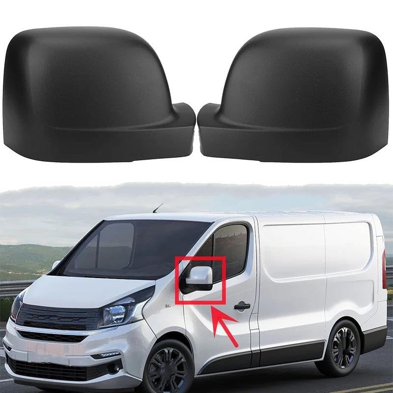Paire De Coques Rétroviseurs ABS Noires - Compatibles Fiat Talento, Renault Trafic, Nissan NV300, Vauxhall Vivaro (2014-2019)