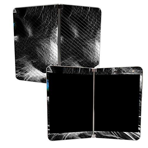 Image of MightySkins Carbon Fiber Skin for Microsoft Surface Duo - Cat | Protective, Durable Textured Carbon Fiber Finish | Easy to Apply, Remove, and Change Styles | Made in The USA