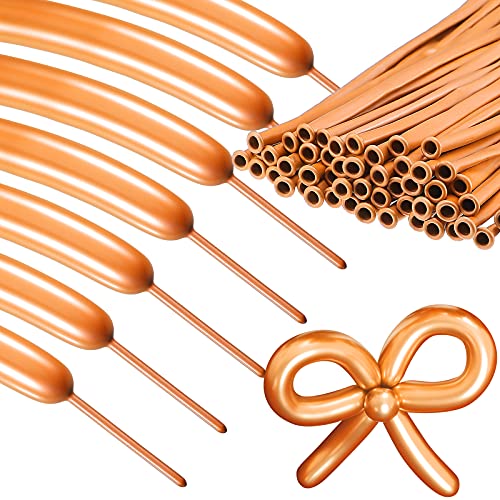 Image of Skylety 50 Pieces Long Balloons 260 Twisting Animal Metallic Latex Balloons DIY Modelling for Birthday Wedding Engagement Magic Anniversary Festival Party Decoration(Rose Gold)