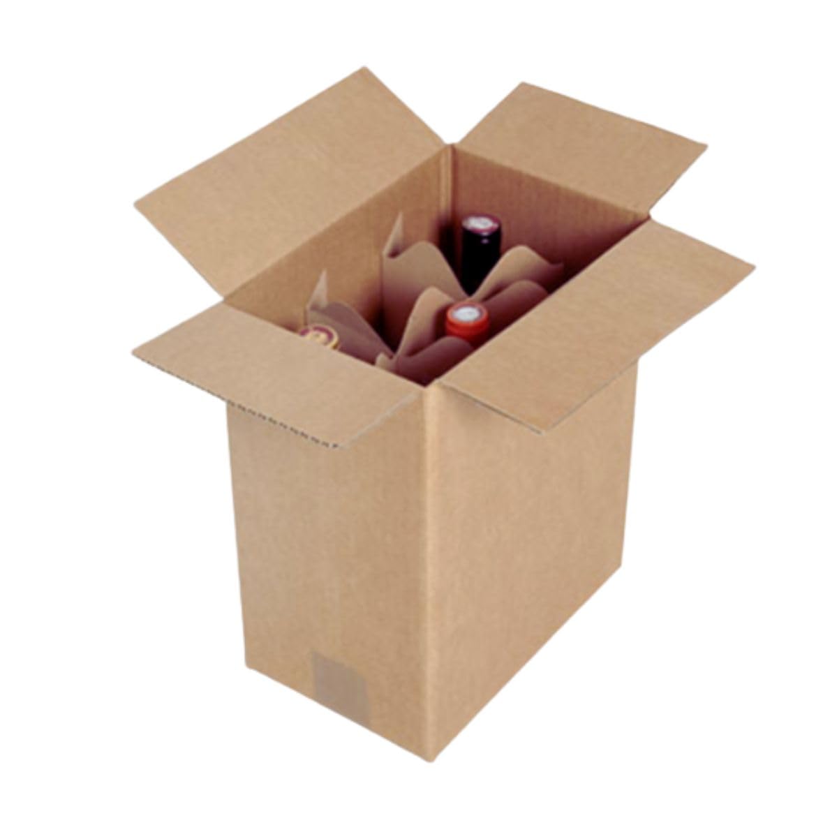 Emballage Carton 6 Bouteilles | 5 Caisses 330x165x250 mm | Double Epaisseur Très Solide | Croisillions Intérieurs | Kraft brun | Vin, Bière, Cidre | Sécurité Expédition Déménagement Transport