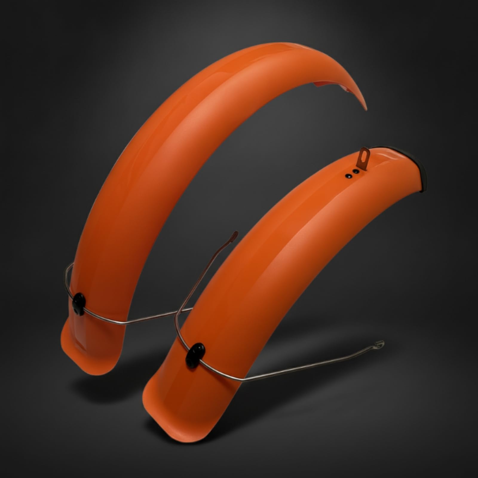 Guardabarros de Nieve para Bicicleta Kit Completo Guardabarros Delantero Trasero Parabrisas Antibarro Ensanchado EPC Flexible para Neumáticos 4.0, Array, Naranja, 24 Pulgadas