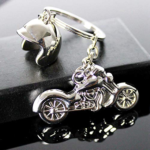 Feelairy Motocycle avec Casque de Moto Porte-clés Argent, Porte-clés en Acier Inoxydable Ride Porte-clés sûr avec Gravure de Moto, Charms Porte-clés Cadeau pour Motard Motocycliste Harley Biker