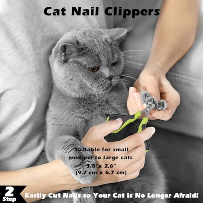 Comotech 3PCS Cat Grooming Supplies,Cat Brush & Nail Clipper/Trimmer & Flea Comb for Shedding Indoor Cats Dogs and Small Animals - Meet All Your Pet's Daily Grooming Needs - All in One Set (Black)-NC63AZjh