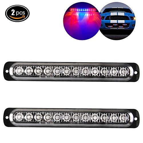 Caiwanbing Luces de advertencia de peligro de emergencia Strobe luces LED 12 red&blue