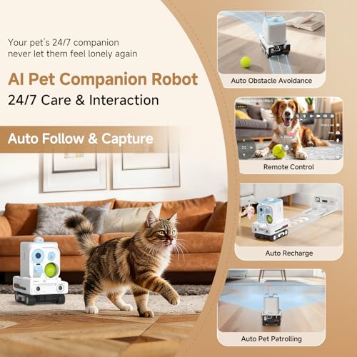 Image of Pmate AI Pet Camera Robot Companion for Dogs & Cats Robot Camera with Visual Recognition Remote Video Interaction Auto Feeding & Play Red Light Teaser Night Vision Auto Charging Blue
