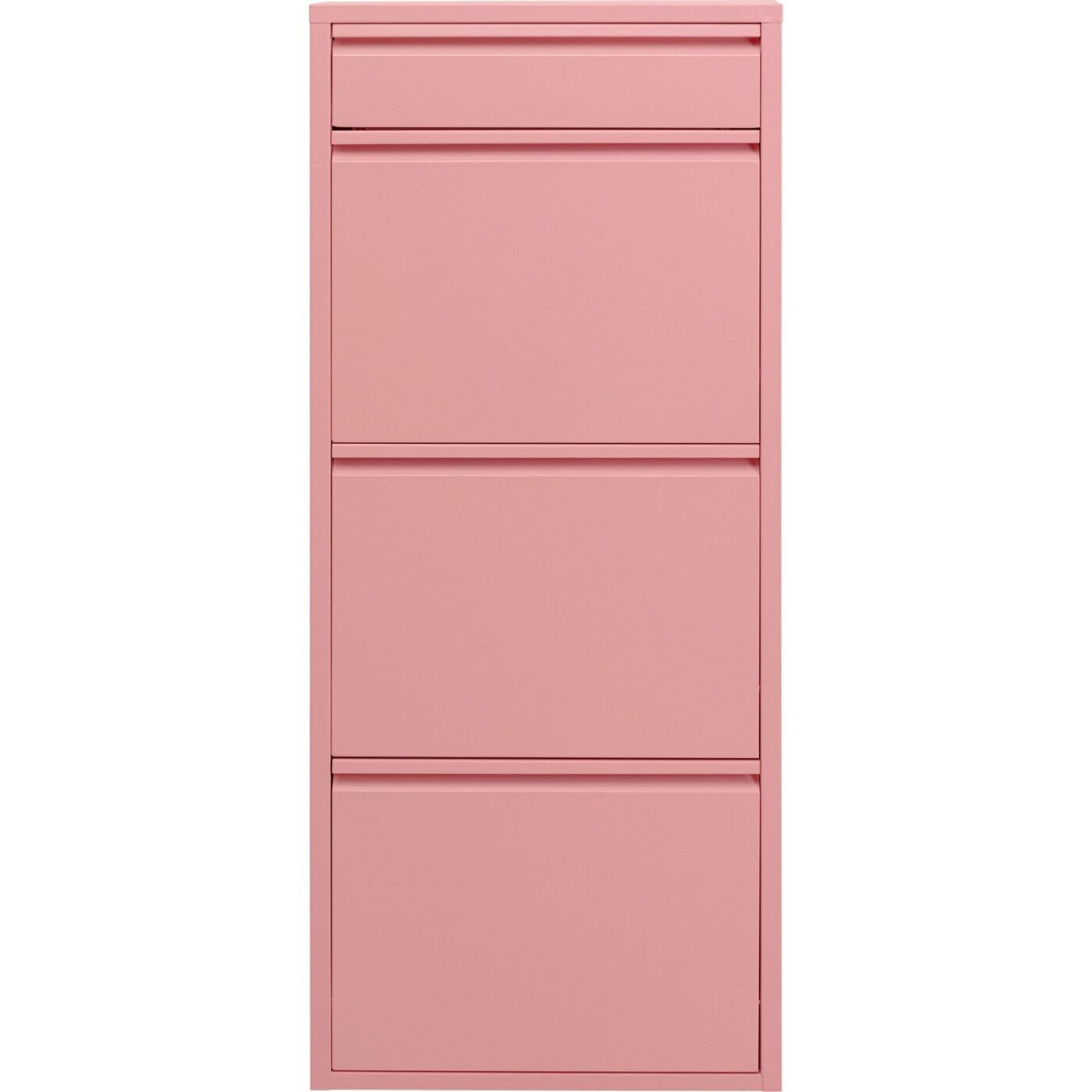 KARE Design Shoe Container Caruso 3 Plus 1, Pink, Steel, 4 Tipping Compartments, Space for 6 Pairs of Shoes, Slim, Space-Saving, Storage Space, Hallway, Floor, 115x50x15 cm (H/W/D)