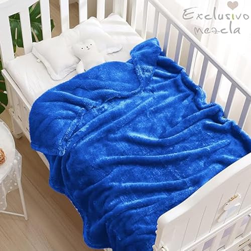 Image of Exclusivo Mezcla Plush Fuzzy Fleece Throw Blanket, Super Soft, Fluffy and Warm Blankets for Couch, Bed, All Season Use (40x50 Inches, Cobalt Blue)