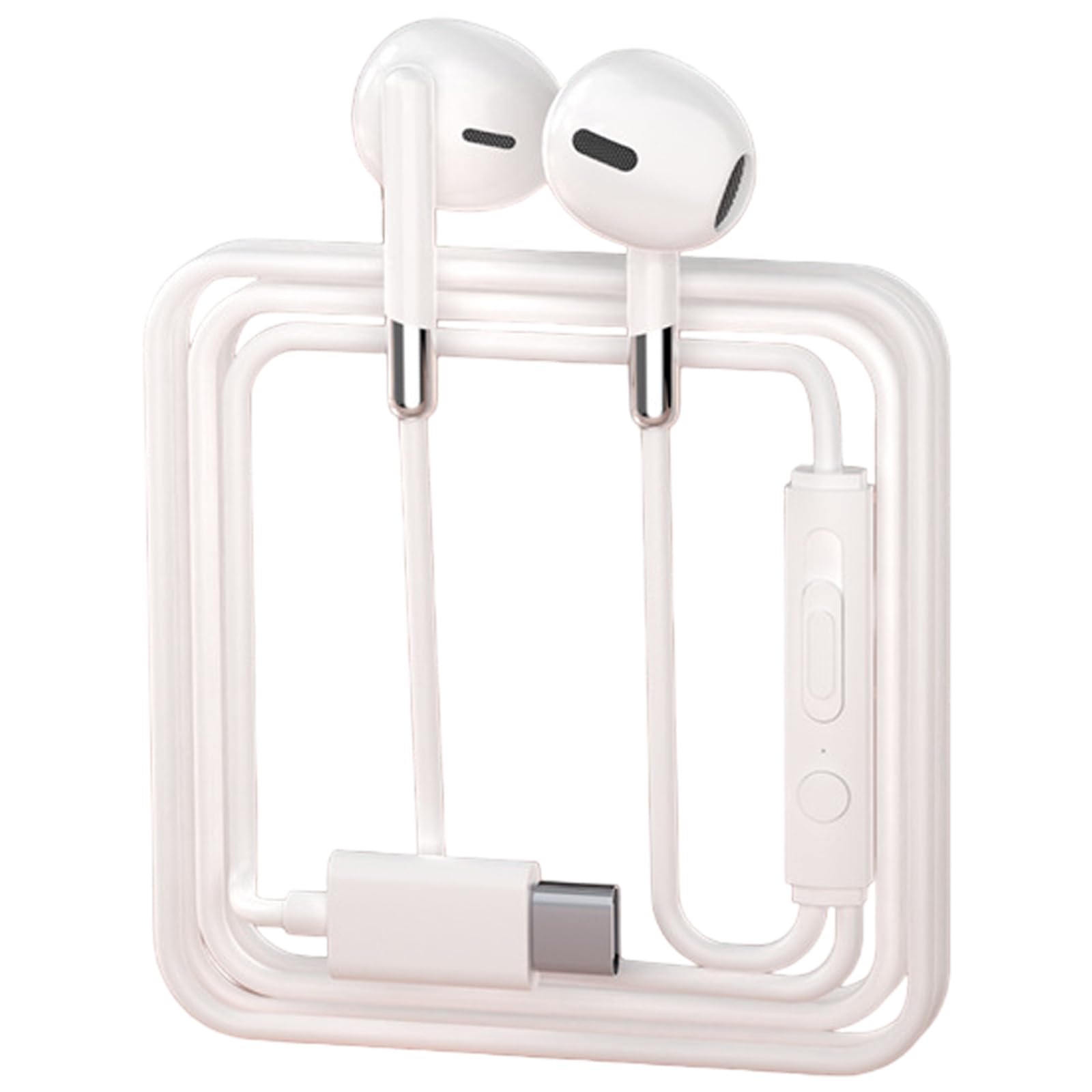 Ousidiman HiFi Stereo Earphones Half In Ear Headphone with Microphone and Cord Control 3.5mm/USB C Noise Isolating Earbud