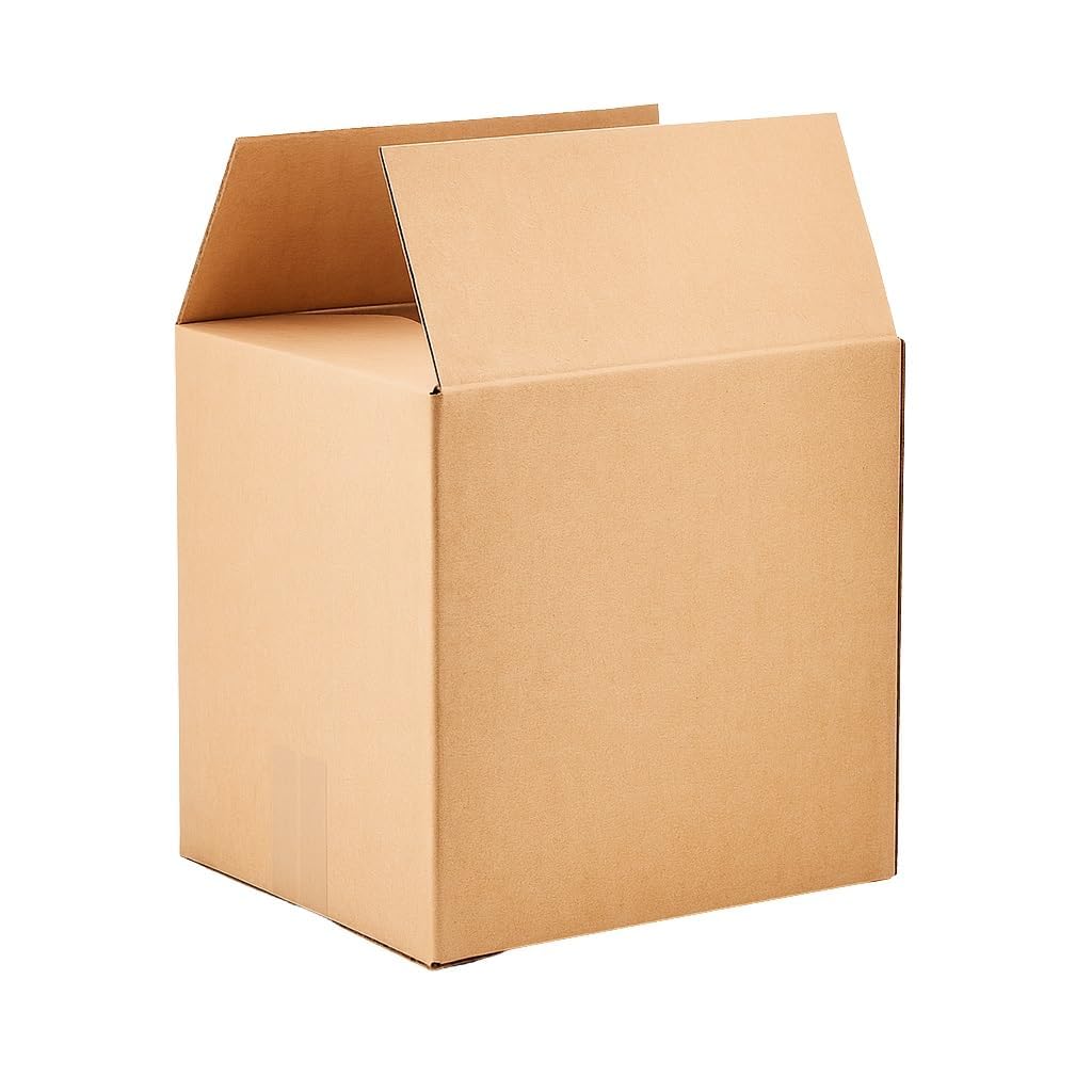 Versandkarton Karton 200 x 200 x 200 mm (Außenmaß 205 x 205 x 205 mm) Faltkarton Verpackungen Bücherkartons 1-wellig quadratisch mit Deckel Braun (50 Stück)