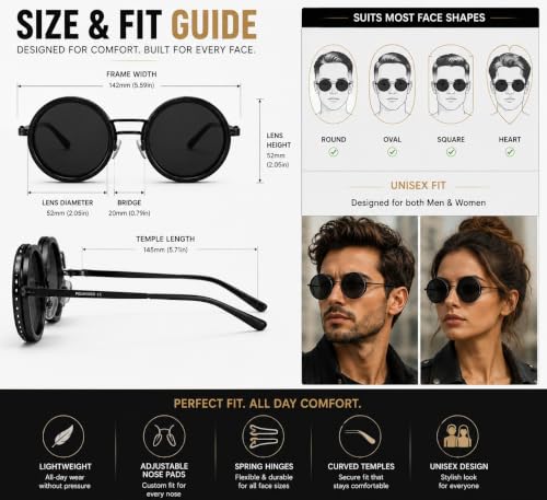 Image of Glaceon 1-9 Gears Adjustable Tint Sunglasses, Rounded Polarized Glasses with ND Filter Lenses, Polarized Sunglasses for Men, Lightweight Sun Glasses with UV Protection for Driving Fishing