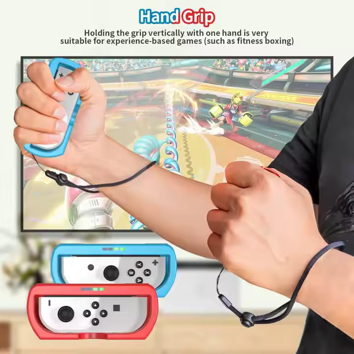 Image of TMG Nintendo Switch Joy-Con Steering Wheel, 2-Pack Racing Game Controller Grip, Red and Blue