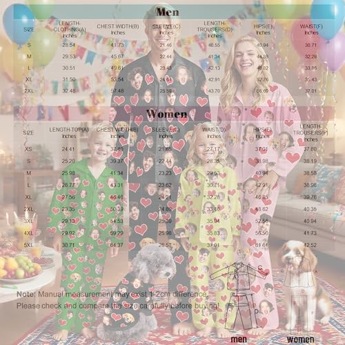 D-Story Custom Face Pajama Sets for Family Personalized Picture Sleepwear Xmas Valentine Fun Gift Pjs for Men Women Friends3