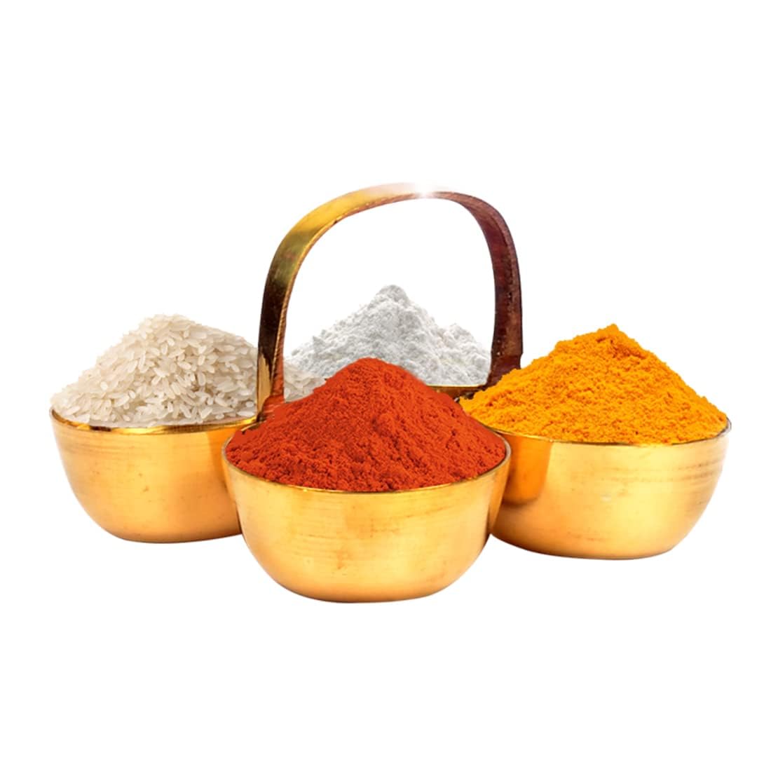 Brass Puja Chowmukh || Chokra Chopala Bowl Stand for Haldi, Kumkum, Rice, Elaichi,Mishri,Roli Pack of 1(no-3) 3