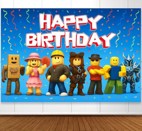Video Game Birthday Decorations Happy Birthday Banner for Boys 6x4ft Gaming Backdrop Gaming Birthday Party Decorations Video Game Backdrop for Kids Game Boys Birthday Party Decorations