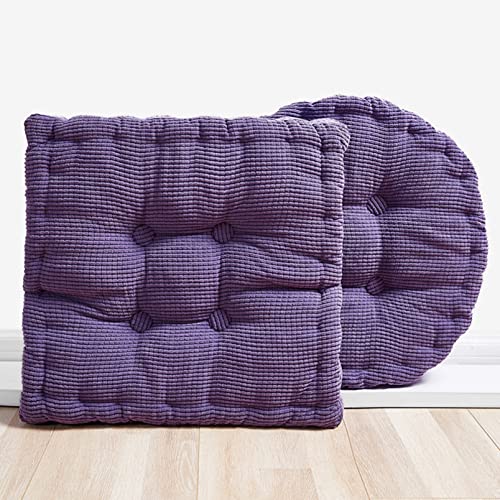 クッション シートクッション コーデュロイ生地 座布団 スクエア 座ぶとん 厚い 無地 大きい 椅子用クッション 正方形 オレンジ 低反発 スクエアクッション 畳 椅子・ソファー用 体圧吸収・分散 おしりが痛くならない リビング 和室 パープル R50*5