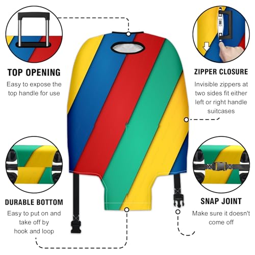 Elastic Luggage Cover Stretch-Fit Suitcase Protector Secure beautiful Sleeve for Big Luggage Easy Zip Handle Access Stylish Travel Accessory for Enhanced Luggage Protection Stripe3