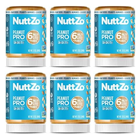 NuttZo Peanut Pro Smooth Nut Butter Spread | Peanut Butter + Cashews Almonds Brazil Nuts Hazelnuts Flax Seeds & Sunflower Seeds | Keto Paleo Kosher Vegan Gluten Free | 2g Sugar, 7g Protein | 12oz Jar Cover