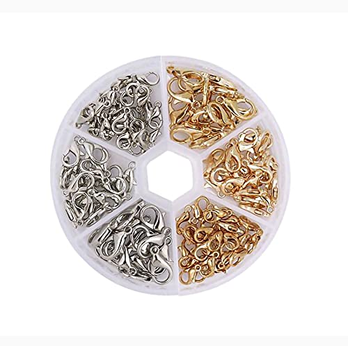 【BEAUTY PLAYER】カニカン シルバー ゴールド 10mm 12mm 14mm 各30個 180個セット メガネチェーン マスクチェーン グラスチェーン ネックレス ブレスレット アンクレット 金具 留め具 アクセサリー ストラップ パーツ ハンドメイド DIY材料 (KCゴールド+KCシルバー, 箱入り)