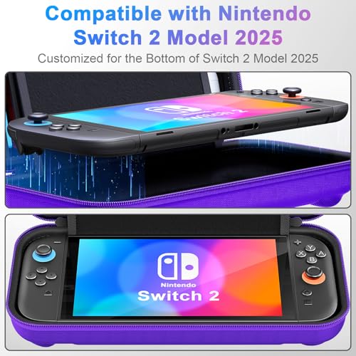 Image of daydayup Switch Carrying Case Compatible with Nintendo Switch 2, with 24 Games Cartridges Protective Hard Shell Travel Carrying Pouch DS Case Purple