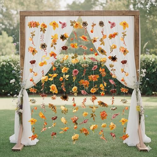 Image of Suncalla 2 Pcs 6.6 ft Artificial Flower Garland Floral Backdrop Arch Fairy Flower Hanging Ceiling Colorful Garland for Wedding Bridal Shower Baby Shower Tea Birthday Backdrop Wall Decor(Bright Color)