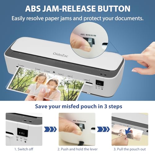Laminator Machine, 11 in 1 Laminating Machine with 36 Laminating Sheets, A4/Letter Size Desktop Thermal Laminator 2 Temperature Modes 3 Cutters Built-in Paper Trimmer for Office Sc image 8