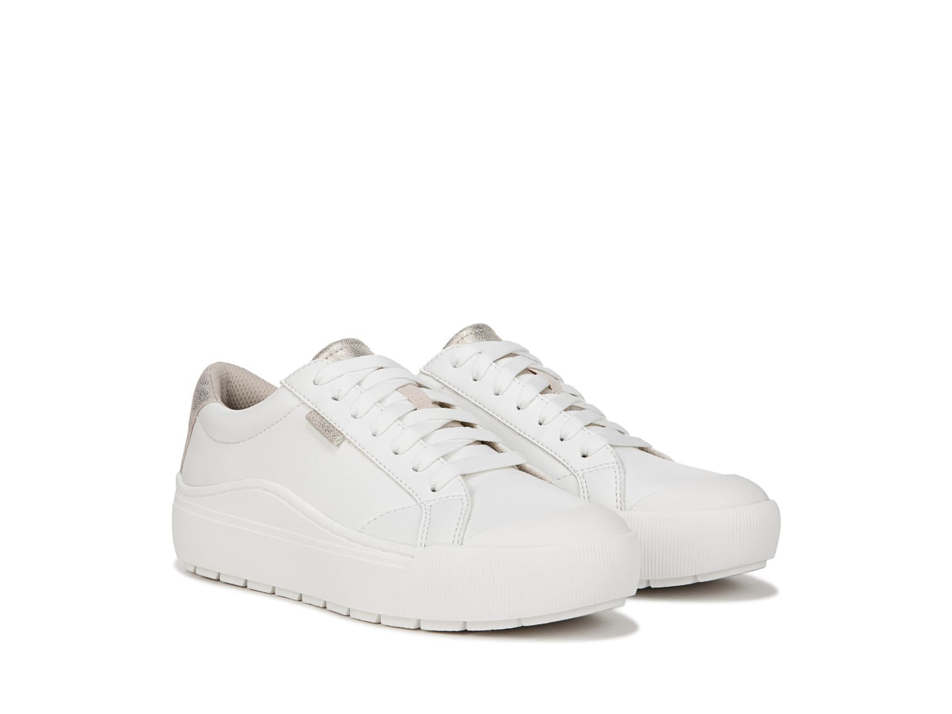 Dr. Scholl's Shoes Womens Time Off Sneaker White/Gold 7.5 M