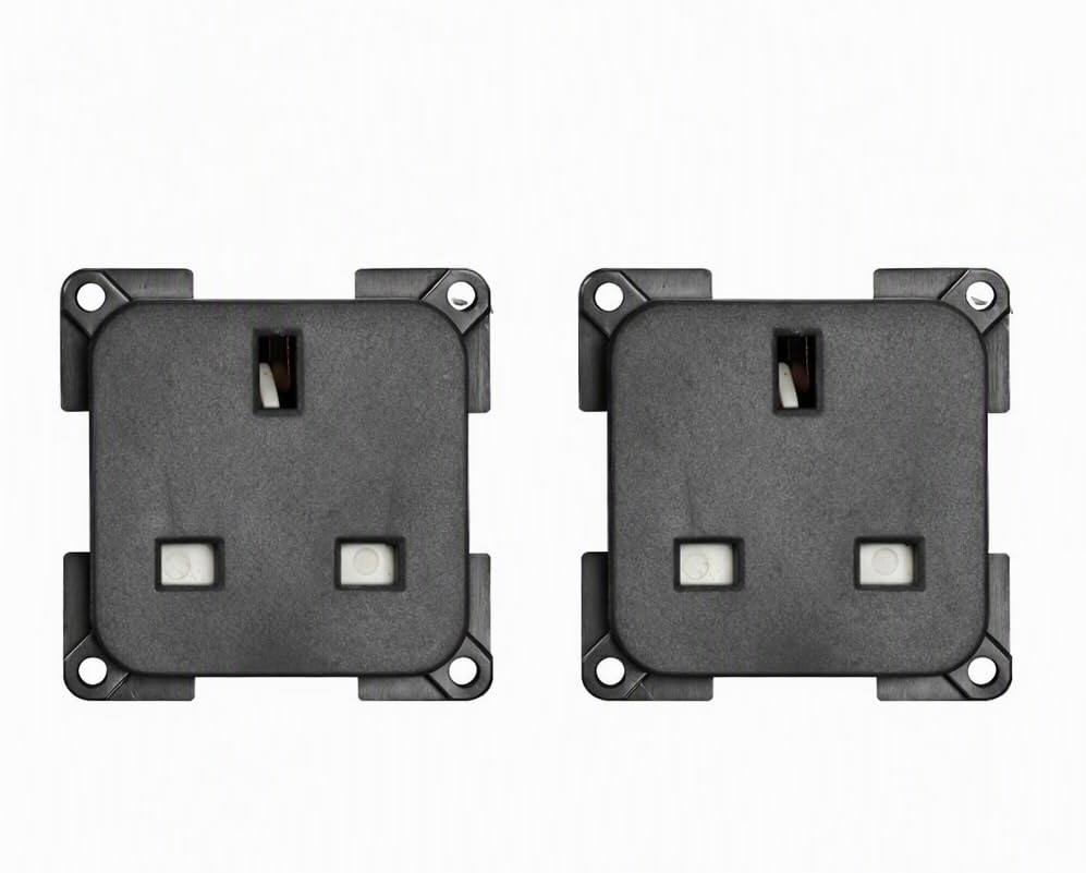 13A Mains Socket – 2 Pack Dark Grey Modular 230V Power Outlets for Caravan & Motorhome Electrical Panels – UK 13 Amp Replacement Sockets Compatible with Modular Facias
