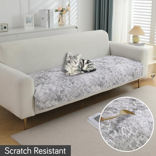 Image of HOKIPO Polyester Printed Waterproof + Anti-Slip + Quick Dry Sofa Seat Mats, Abstarct Pale Grey - Length 60cm (AR-5229-P7)