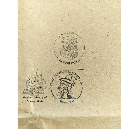Image of Kunya Personalised Book Stamp with Your Name(3.5 cm Dia), customised for Stamping Books for Readers, Great Gift for booklovers, Kids, Teachers (Spell Cast Book)