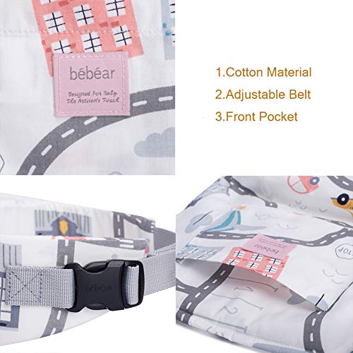 Bebamour Baby Doll Carrier for Kids Front and Back Carrier Original Cotton Baby Carrier for Doll for Boys & Girls (White Traffic) - Thumbnail 3