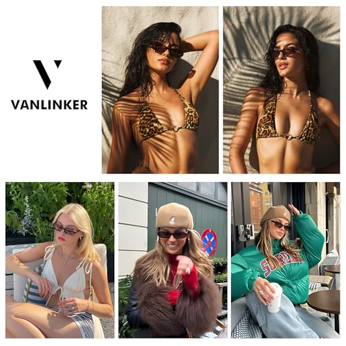 VANLINKER Retro Rectangle Polarized Sunglasses for Women Men Small 90s Style Vintage Trendy Rectangular Sun Glasses VL98062