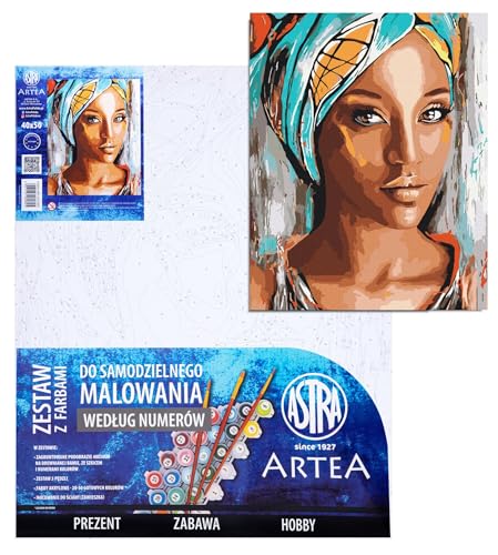 Pintura por números de mujer africana con bastidor para pintar sin arrugas