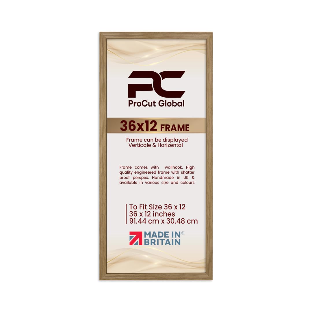 Procut Global 36x12 Oak Picture Frames - Classic Wooden Photo Frame with Shatterproof Perspex for Wall or Tabletop - Perfect for Posters, Certificates & Prints - Sizes & Colors Available โ image 1