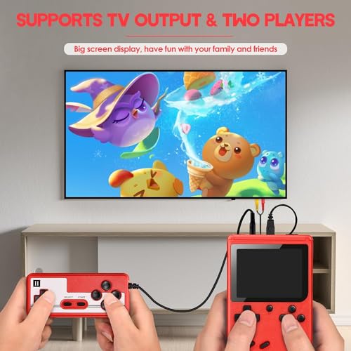 Retro Handheld Game Console with 500 Classic FC Games, 3.0 inches HD Screen 1200mAh Battery Rechargeable Handheld Games Video, Support TV & Two Players Present for Kids & Adults (Red) - Image 5