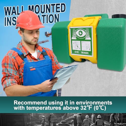 Image of 8 Gallon Eye Wash Station, Portable Eyewash Station OSHA-Approved, Wall Mounted Emergency Eyewash Station Kit with Dual Spray, First Aid Eye Wash Station for Factories, Laboratories(Green)