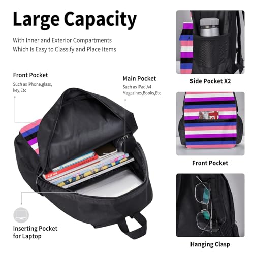Sac à dos Pride multicolore 3 pièces à grande capacité avec lunch bag - 4