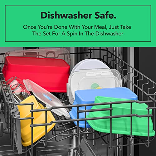 Vremi Silicone Food Storage Containers With Bpa Free Airtight Plastic Lids - Set Of 4 Small And Large Collapsible Meal Prep Container For Kitchen Lunch Boxes - Microwave And Freezer Safe #TOP4