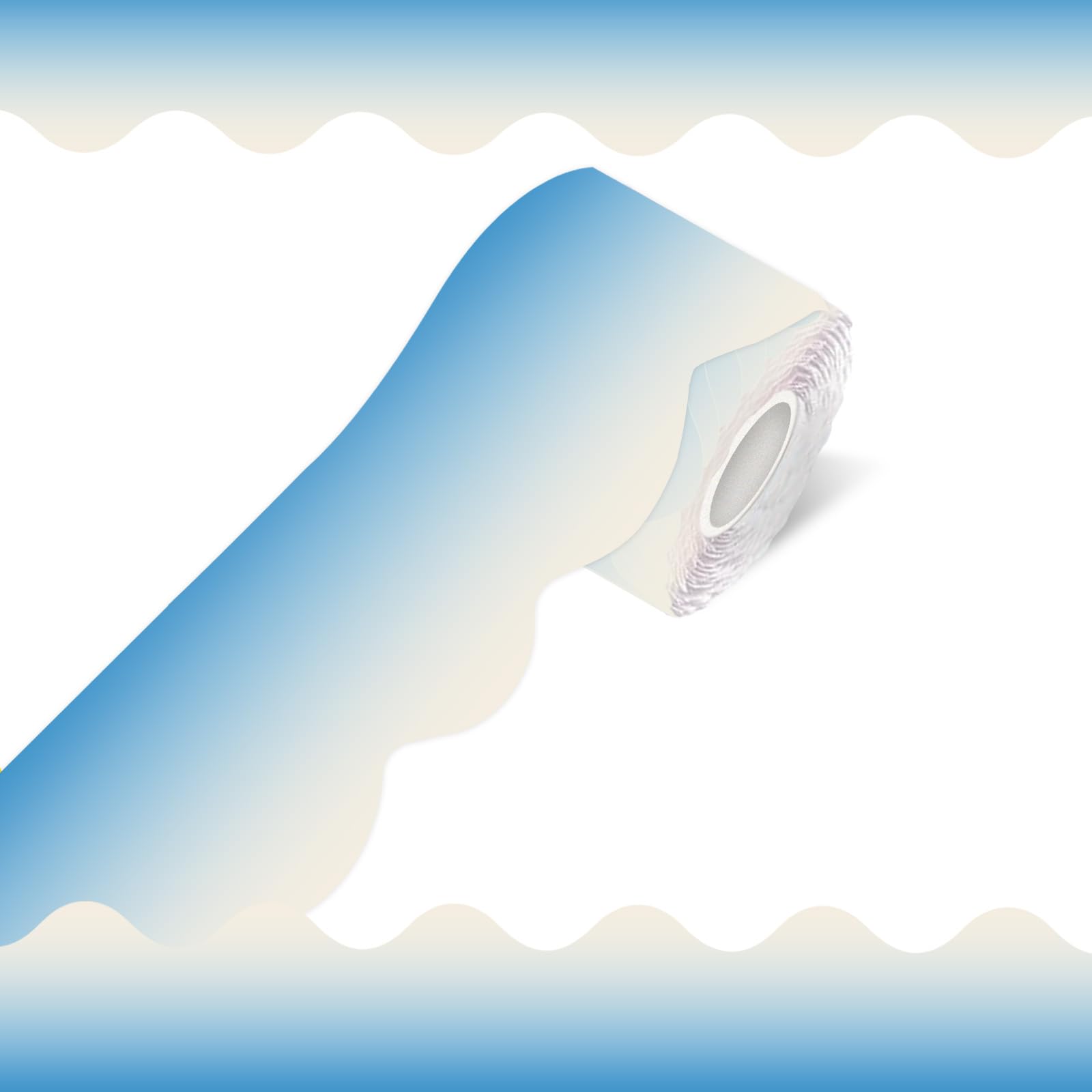 Photo 1 of Aurtho 70Ft Bulletin Board Border - Gradient Blue Scalloped Roll