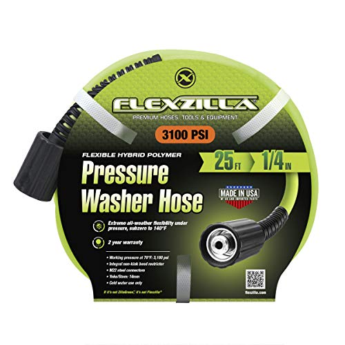 Flexzilla Pressure Washer Hose With M22 Fittings, 1/4 In. X 25 Ft., Zillagreen - Hfzpw3425M-E #TOP1