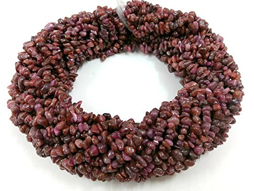 Natural Ruby Smooth Finished Uncut Chips Beads, Ruby Beads, Full 34" Long Strand, Loose Gemstone Beads, 4-6 mm Approx