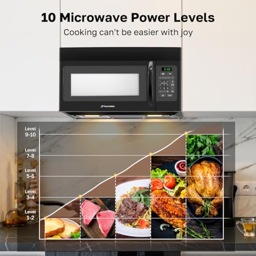 Image of 30 inch Over the Range Microwave Oven, ThermoMate 1.7 Cu. Ft. Capacity Microwave Over the Stove with One Touch, 1000 Cooking Watts, 300 CFM, 10 Power Levels, LED Lighting, Black