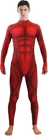 Men's Muscle Bodysuit Jumpsuit Full Body Compression Athletic Suit Outfit Halloween Costume for Adult