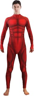 Men's Muscle Bodysuit Jumpsuit Full Body Compression Athletic Suit Outfit Halloween Costume for Adult