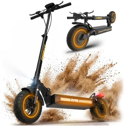 Heyscooter Electric Scooter for Adults 10 Off-Road Vacuum Tires 500W Motor 48V 10Ah Battery 40 km Range Adjustable Speed Dual Suspension Folding E-Scooter with Dual Brakes & App Control
