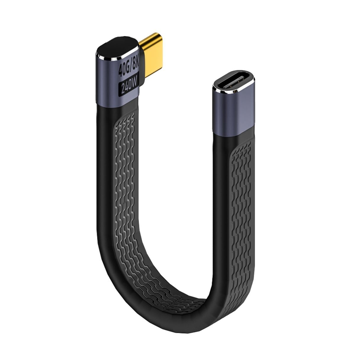 Tobo 8K Flat Slim FPC Data Cable 240W Type-C USB-C Male to Female Right Angled USB4 40Gbps 100W Cord for Laptop Phone 13cm (TD-1160CC)-image-16