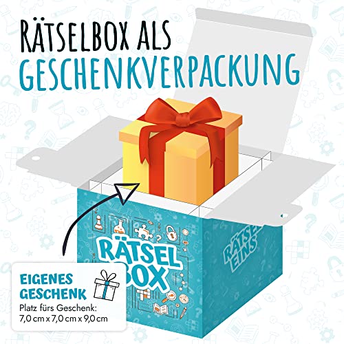 Rätselbox - Geschenkbox: 3 Rätsel lösen zum Öffnen - Ähnlichkeit mit Exit Game - Geschenkverpackung für Geldgeschenk oder kleine Geschenke