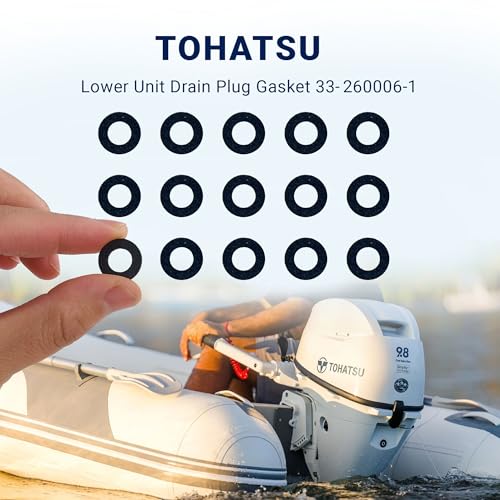 Image of 15 Pcs Tohatsu Lower Unit Drain Plug Gasket 332-60006-1, Lube Drain Screw Washer Replacement for Tohatsu 332600060M /332600060 Boat Drain Plug, Mallor 9-60103 332600060, Mercury 27-95220 332600061M